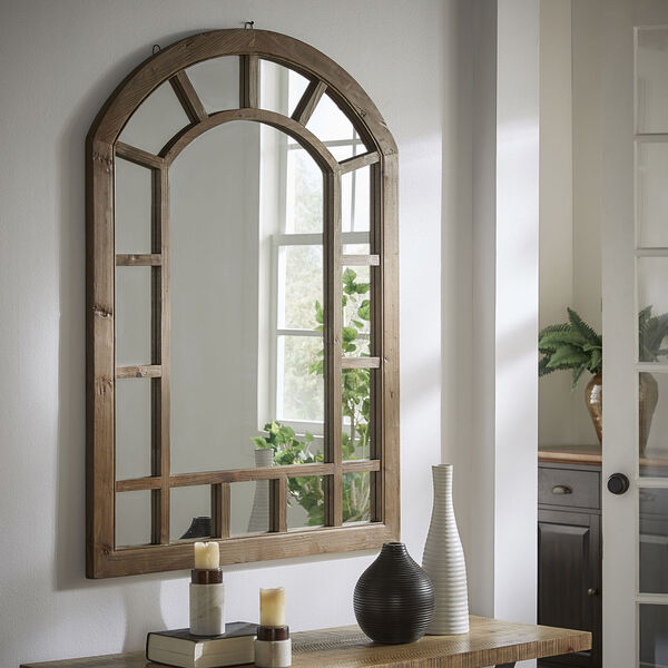 Wesley Wood Arched Windowpane Wall Mirror, image 6