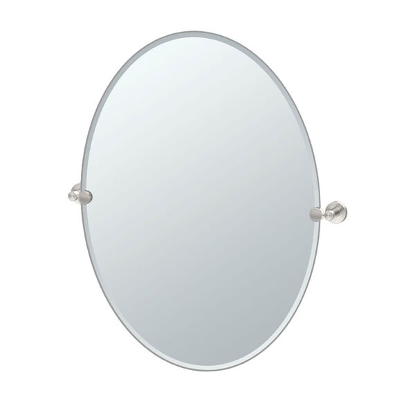 Glam Large Oval Mirror Satin Nickel, image 1