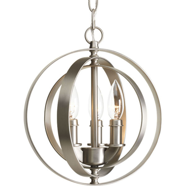 Equinox Burnished Silver Three-Light Pendant with Matching Candle Sleeves, image 1