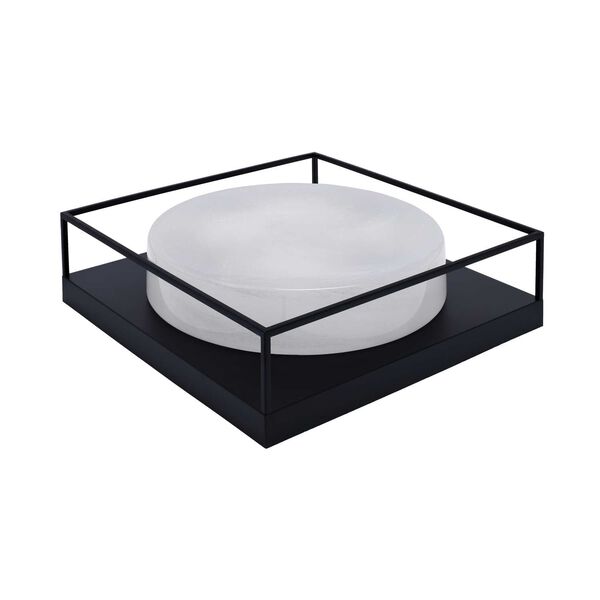 Matte Black Four-Light Flush Mount with White Marble Glass, image 1