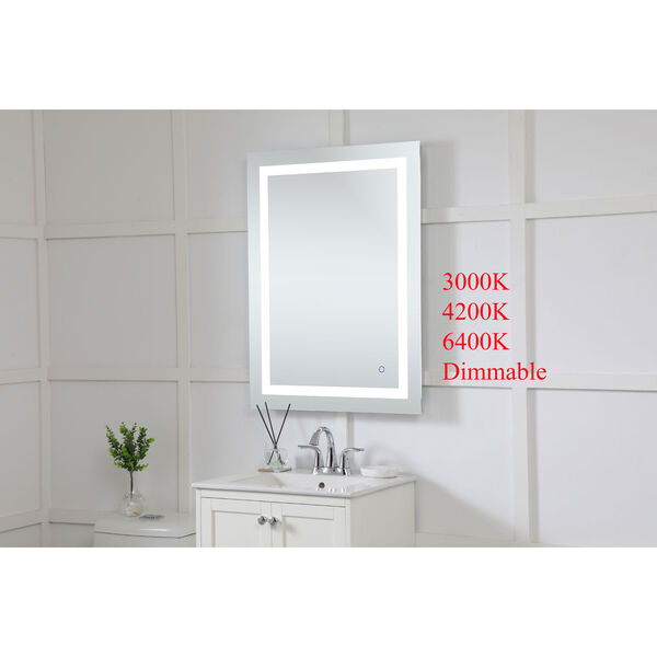 Helios Silver 36 x 27 Inch Aluminum Touchscreen LED Lighted Mirror, image 3