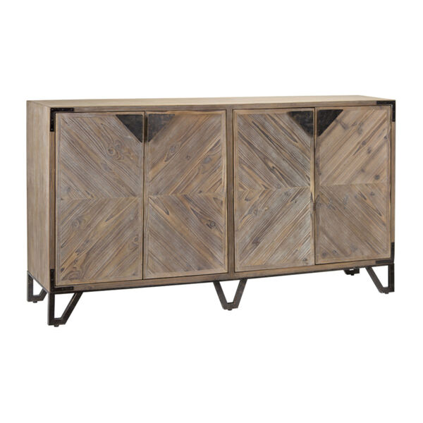 Parquet Style Vintage Wood Cabinet, image 1