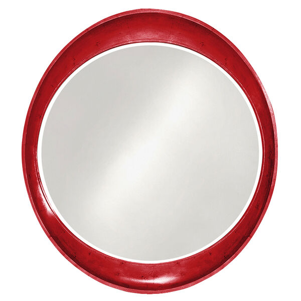 Ellipse Glossy Red Round Mirror, image 1