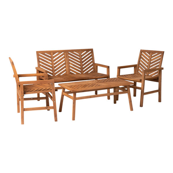 Brown 25-Inch Four-Piece Chevron Outdoor Chat Set, image 3