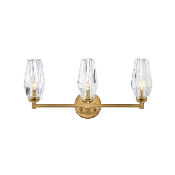 Ana Heritage Brass Three-Light Bath Vanity With Faceted Clear Crystal Glass, image 4