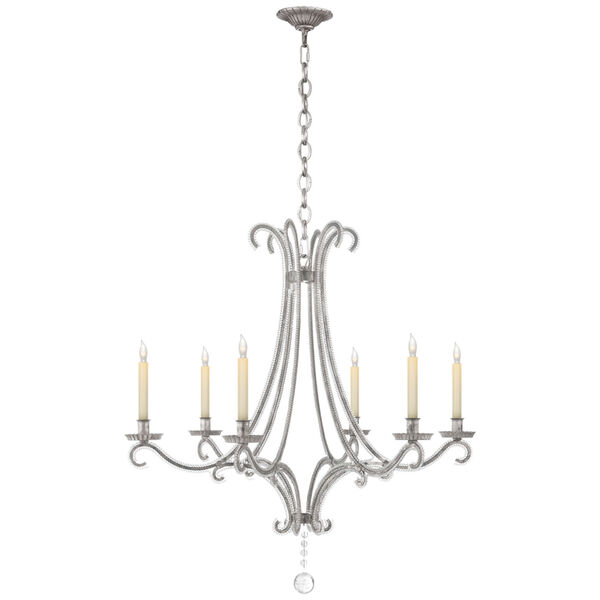 Oslo Medium Chandelier in Burnished Silver Leaf with Crystal by Chapman and Myers, image 1