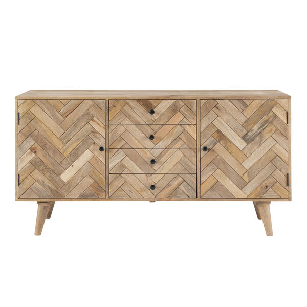 Megan Natural Console with Four Drawers and Two Doors, image 2