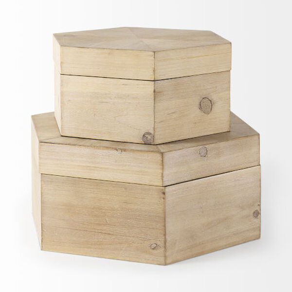 Elyse Brown Wooden Hexagonal Box, Set of 2, image 4