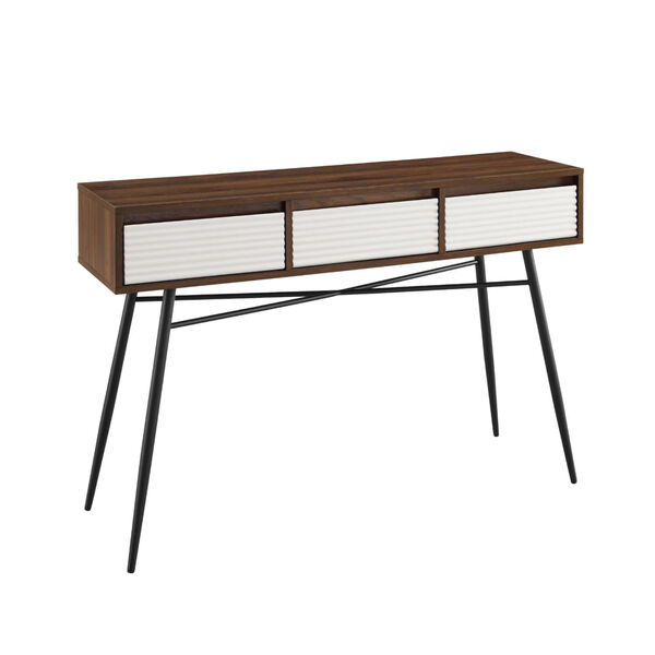 Lane Solid White and Dark Walnut Three-Drawer Entry Table, image 2