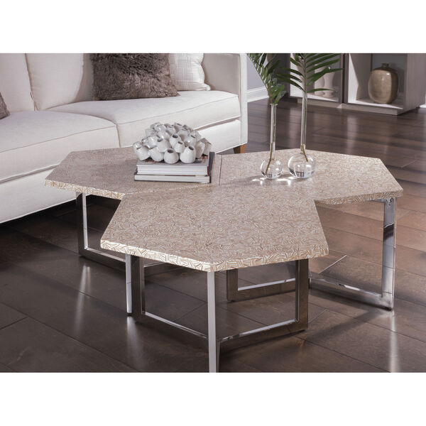 Signature Designs Ivory and Stainless Steel Inamorata Hexagonal Cluster Bunching Table, image 2