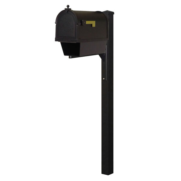 Berkshire Curbside Black Mailbox with Newspaper Tube and Wellington Mailbox Post, image 1
