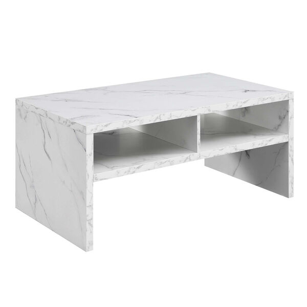 Northfield Admiral White Faux Marble Deluxe Coffee Table with Shelves, image 1