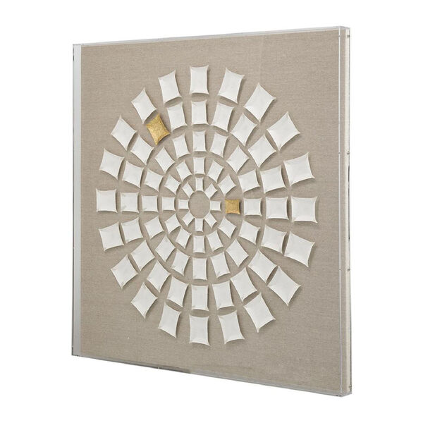 3-D Rectangles Forming Circle White 35 x 35-Inch Framed Wall Decor, image 3
