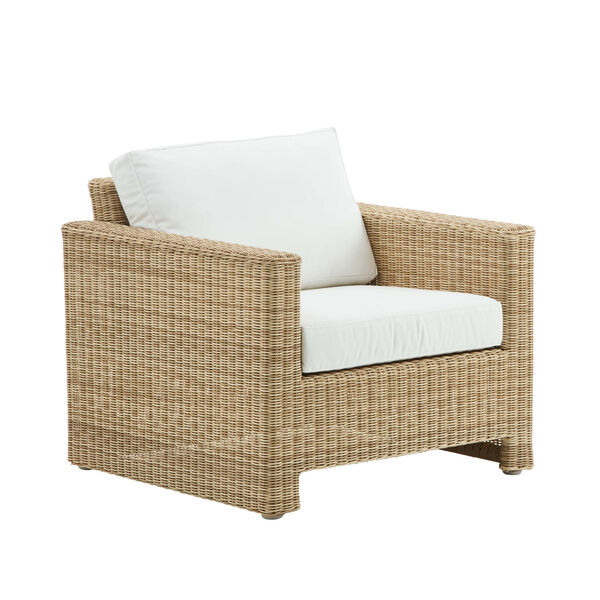 Sixty Natural and White Outdoor Lounge Chair with Tempotest Canvas Seat and Back Cushion, image 1