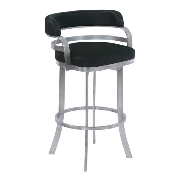 Prinz Black and Stainless Steel 30-Inch Bar Stool, image 1