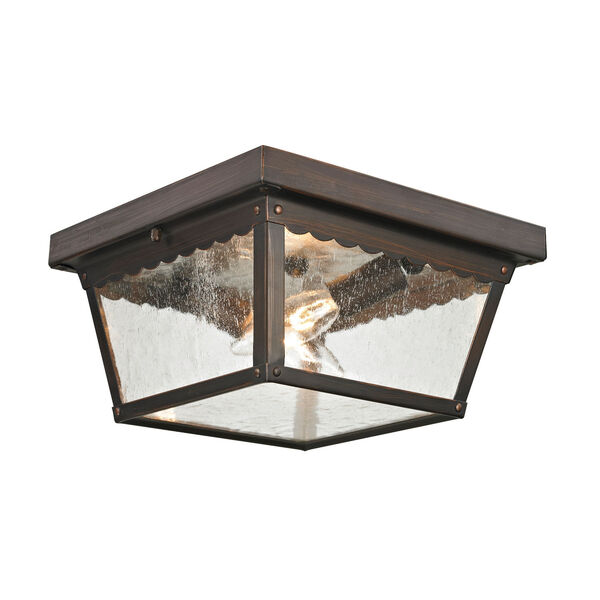 Springfield Hazelnut Bronze Two-Light Outdoor Flush Mount with Seeded Glass Shade, image 1