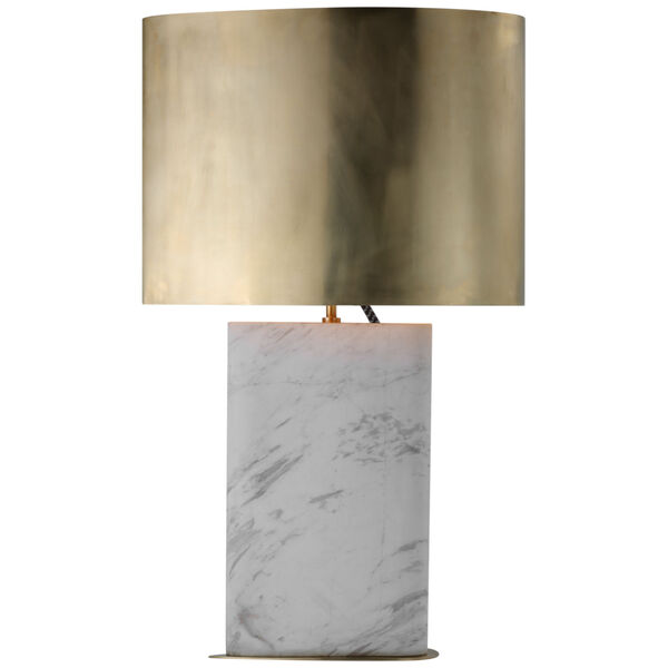 Murry Large Teardrop Table Lamp in White Marble with Antique-Burnished Brass Shade by Kelly Wearstler, image 1