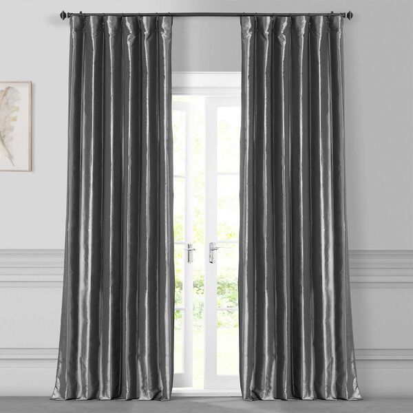 Graphite Faux Silk Taffeta Single Panel Curtain 50 x 120, image 1