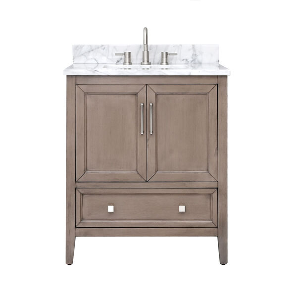 Everette Gray Oak 31-Inch Vanity Set with Carrara White Marble Top, image 1