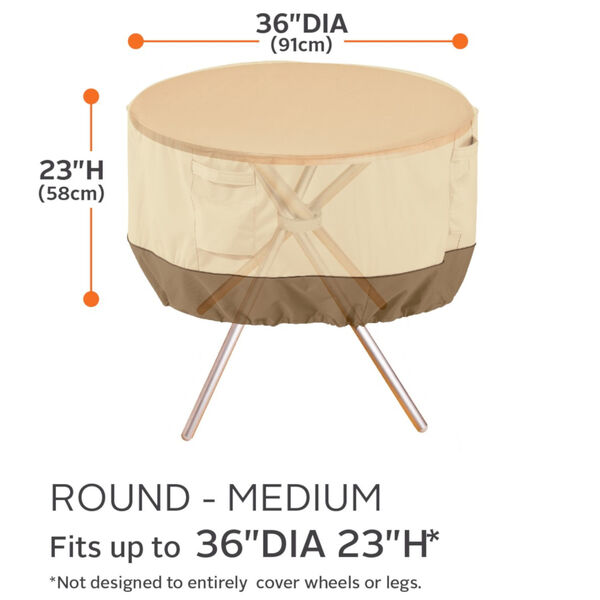 Ash Beige and Brown 36-Inch Round Patio Table Cover, image 4