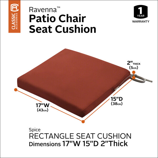 Maple Spice 17 In. x 15 In. Rectangular Patio Seat Cushion, image 3