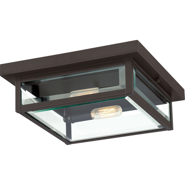 Westover Western Bronze 12-Inch Two-Light Outdoor Flush Mount with Glass, image 1