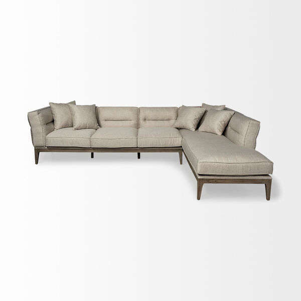 Denali III Cream Upholstered Right Four Seater Sectional Sofa, image 2