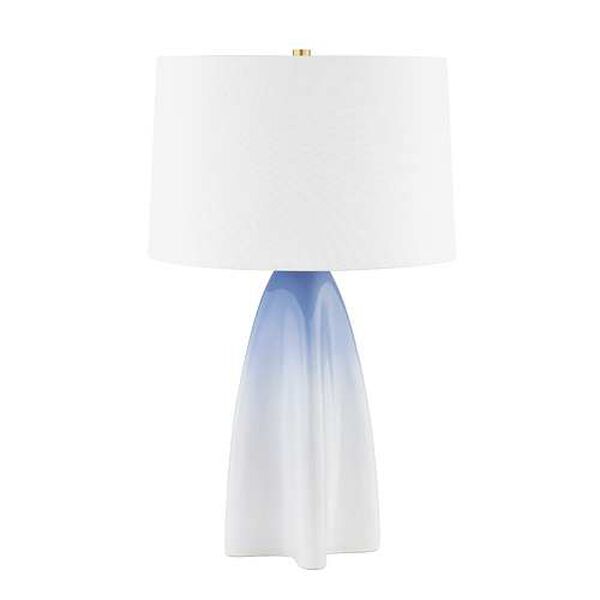 Chappaqua Aged Brass Gloss Sky Ombre Ceramic One-Light Table Lamp, image 1