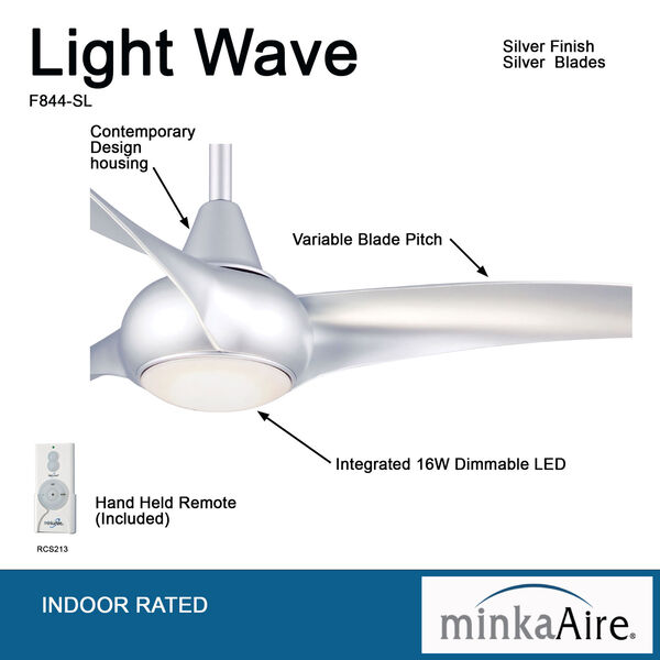 Light Wave Silver LED 52-Inch Ceiling Fan, image 5