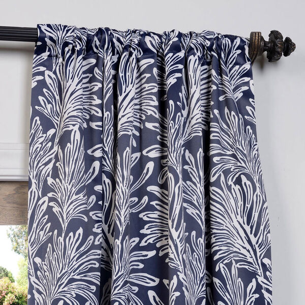 Navy Flora 50 x 84-Inch Blackout Curtain, image 3