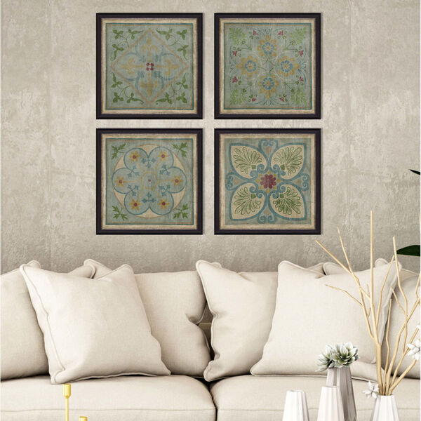 Verdigris Pattern Blue 20 x 20 Inch Floral and Botanical Wall Art, Set of Four, image 1