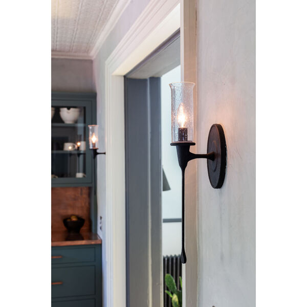 Chisel Black Iron One-Light Wall Sconce with Clear Shade, image 3