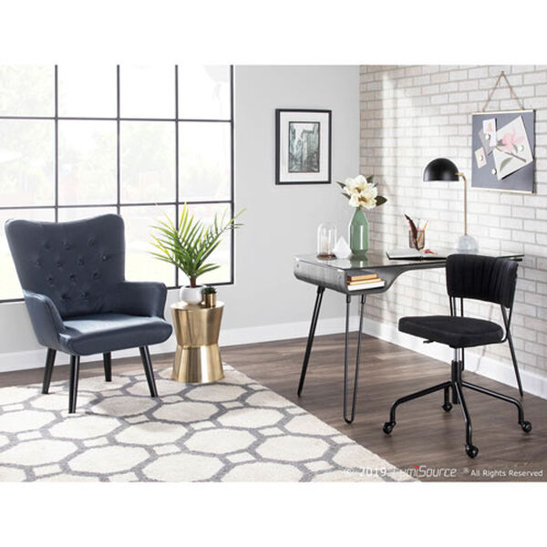 Tania Black Rich Velvet Upholstery Task Chair, image 3