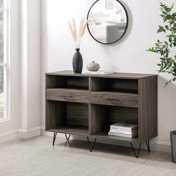 Croft Slate Gray Hairpin Leg Two-Drawer Entry Console, image 4