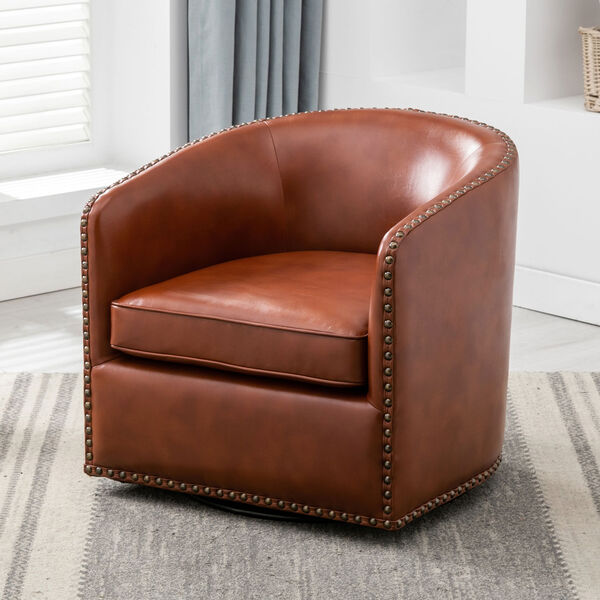Tyler Caramel Swivel Arm Chair, image 2