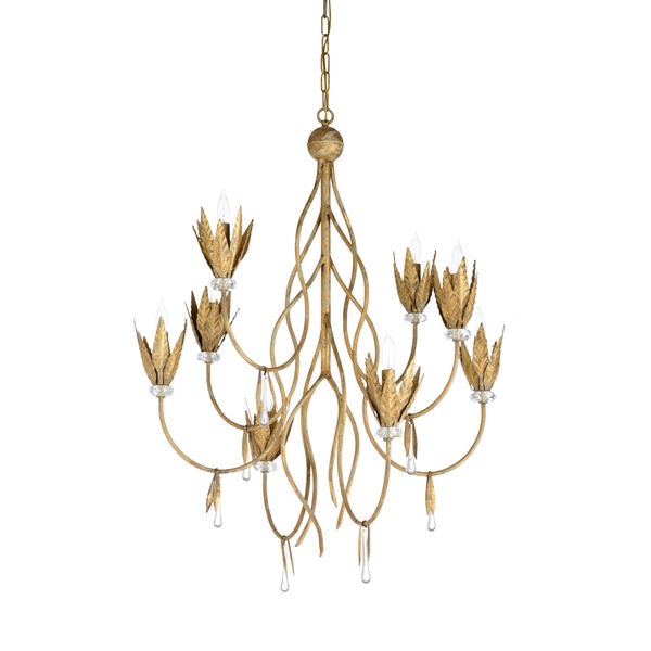 White and Gold Eight-Light 30-Inch Phoebe Chandelier, image 1