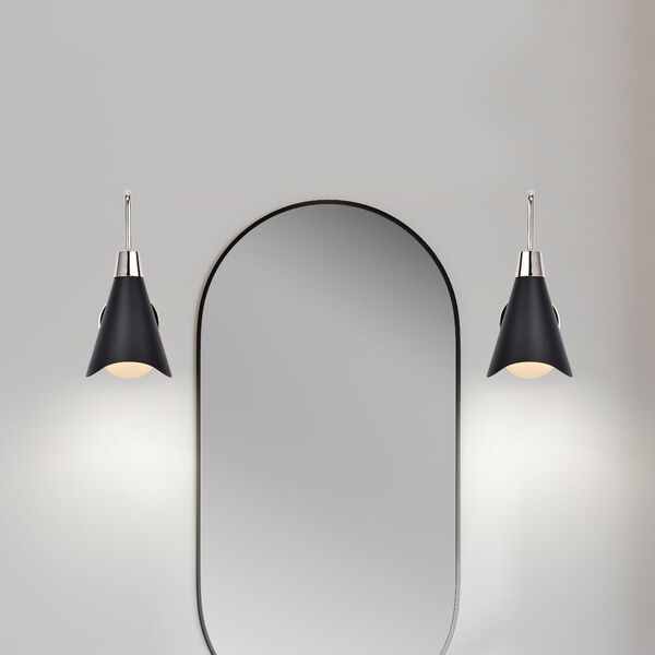 Tango Matte Black and Polished Nickel One-Light Wall Sconce, image 4