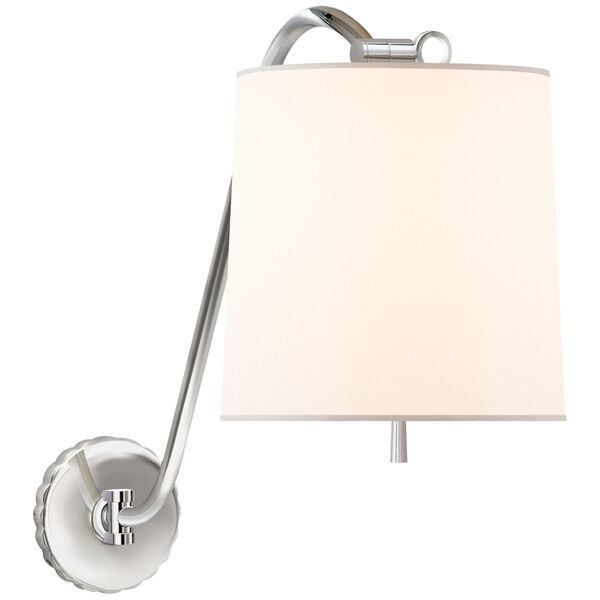 Understudy Sconce in Polished Nickel with Silk Shade by Barbara Barry, image 1