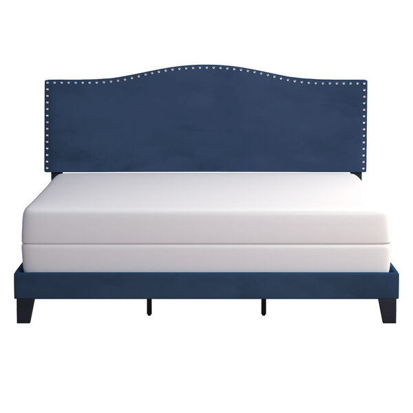Kiley Black And Blue Velvet Upholstered Bed, image 3