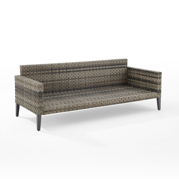 Prescott Mineral Blue and Brown Outdoor Wicker Sofa, image 3
