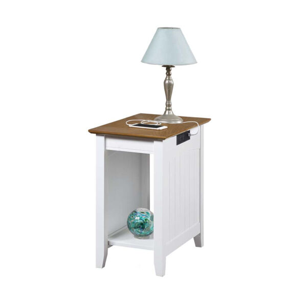Edison Driftwood and White 24-Inch End Table with Charging Station, image 3
