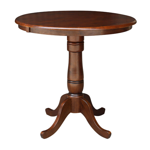 Espresso 36-Inch Round Extension Dining Table with Two Counter Stool, Three Piece, image 3