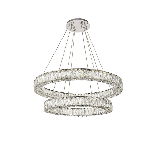 Monroe Chrome 31-Inch Two-Tier LED Chandelier, image 3