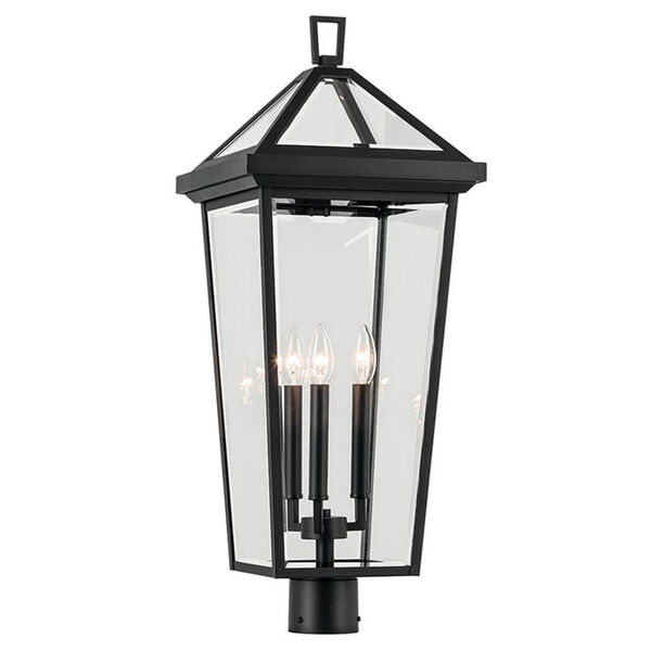 Regence Textured Black 29-Inch Three-Light Outdoor Post Lantern, image 1