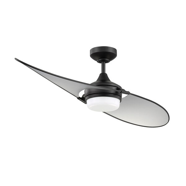 Tango Black LED Ceiling Fan with Satin Nickel Blades, image 1