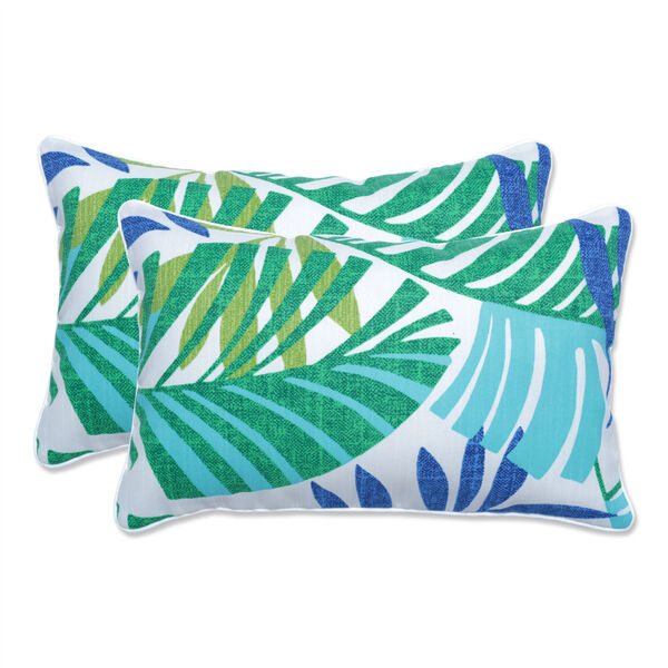 Islamorada Blue and Green 12-Inch Rectangular Throw Pillow, Set of Two, image 1