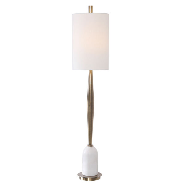 Minette Antique Brass Table Lamp with Polished White Marble, image 1