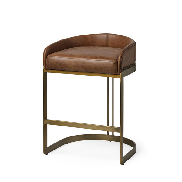 Hollyfield Brown and Gold Leather Seat Counter Height Stool, image 1