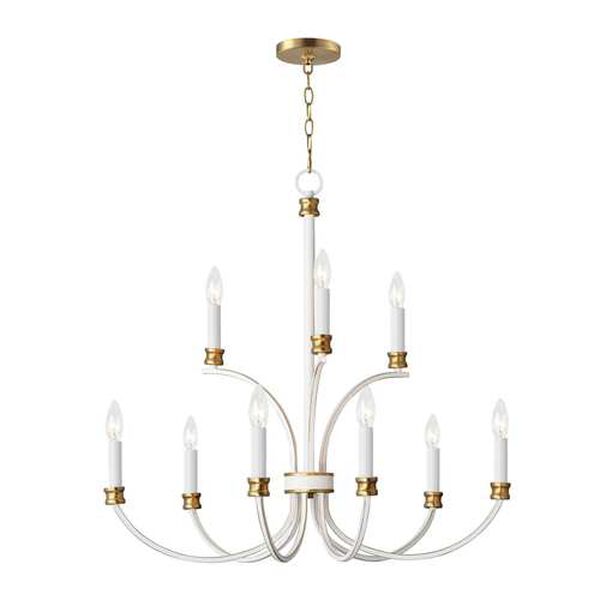 Charlton Weathered White Gold Leaf Eight-Light Chandelier, image 1