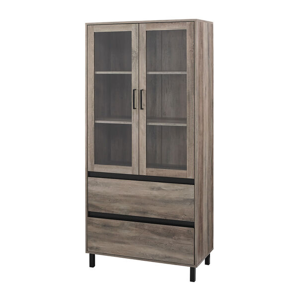 Clark Gray and Black Storage Hutch with Glass Door, image 2